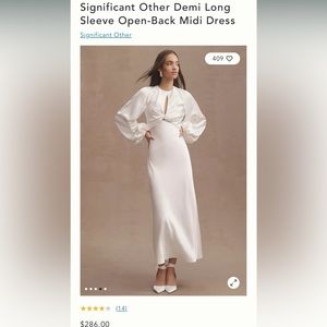 Significant Other Demi Long Sleeve Open Back Midi Dress